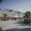 a row of house units with garages
