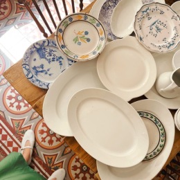 decorative plates on a table