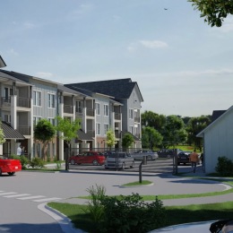 front of a multi story building